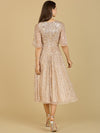 Formal Dresses Sequin Short Sleeve Formal Midi  Dress Champagne