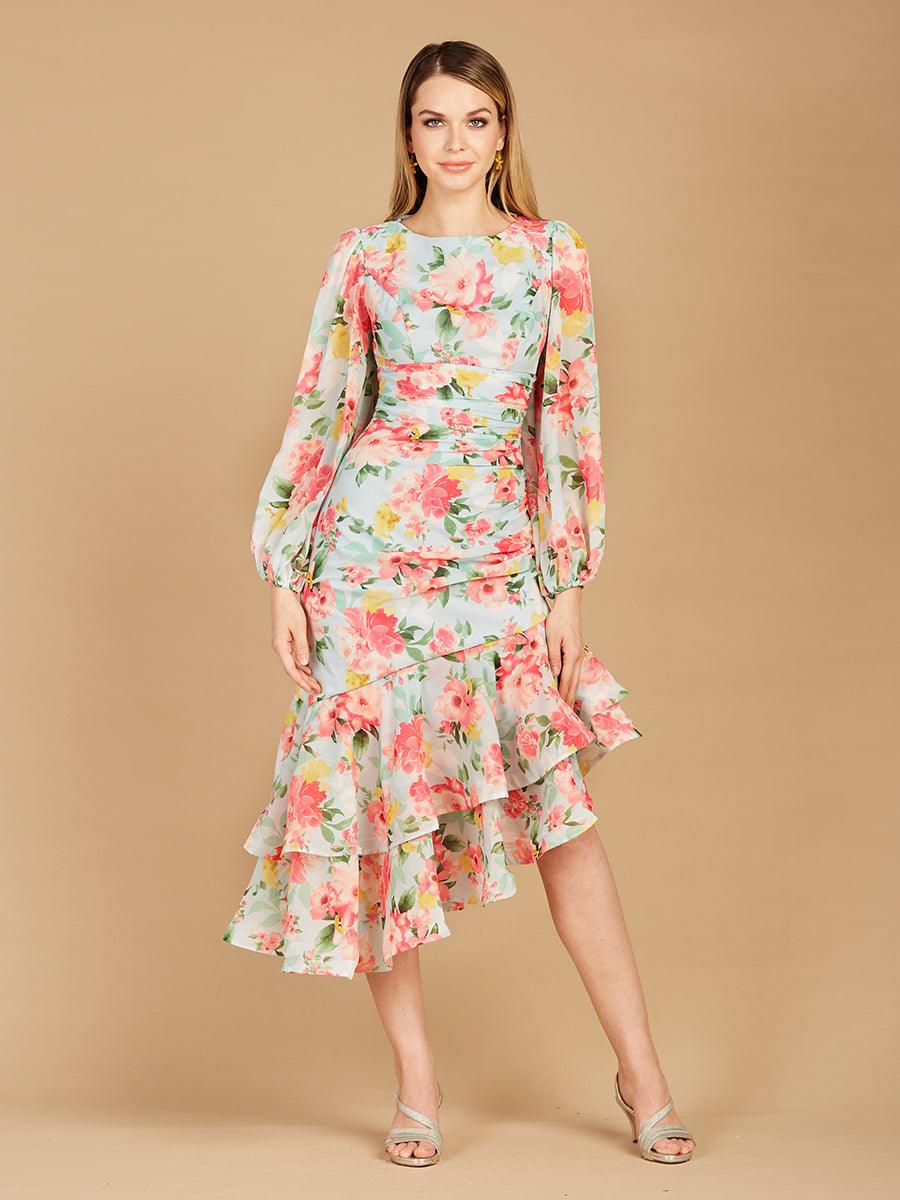 Formal Dresses Long Sleeve Printed Formal Dress Mint