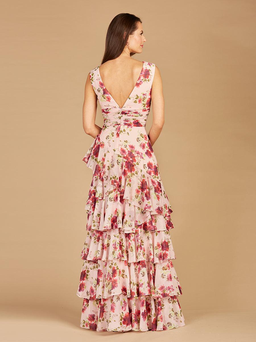 Formal Dresses Long Sleeveless Print Formal Dress Pink