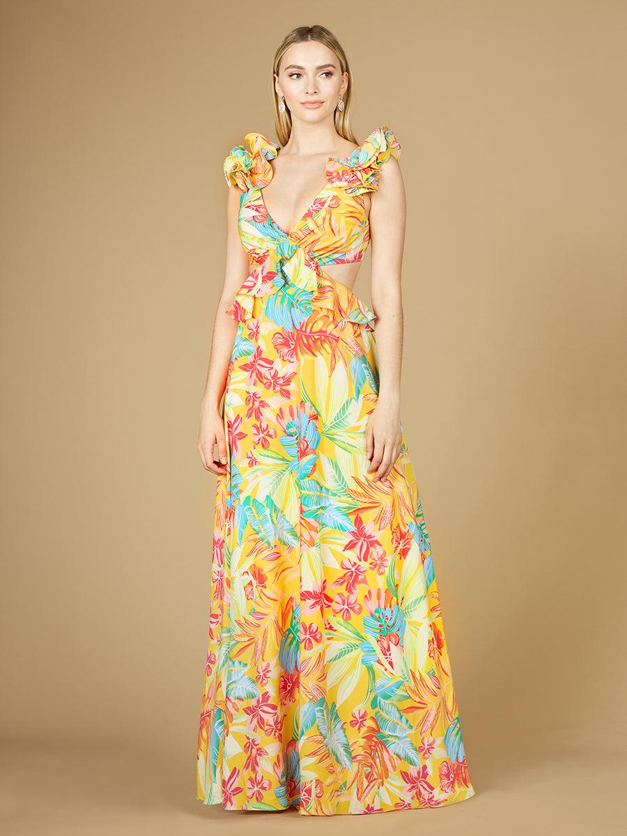 Formal Dresses Long Print Formal Dress Yellow