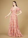 Formal Dresses Long Short Sleeve Print Gown Pink