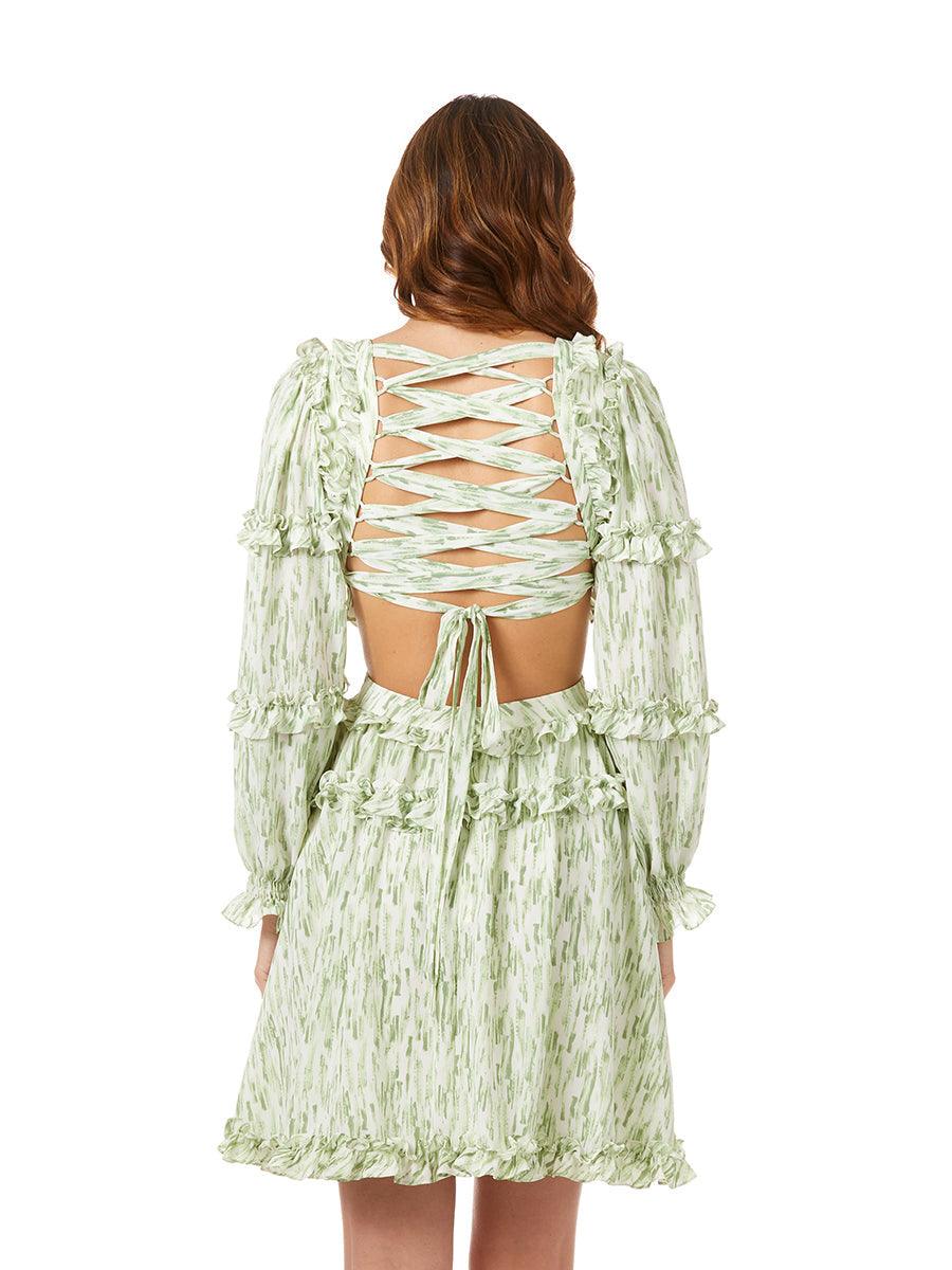 Formal Dresses Long Sleeve Print Cocktail Dress Green