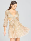 Cocktail Dresses Long Sleeve Cut Out Cocktail Dress Champagne