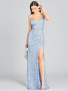 Prom Dresses Long V-Neck Beaded Prom Dress Periwinkle