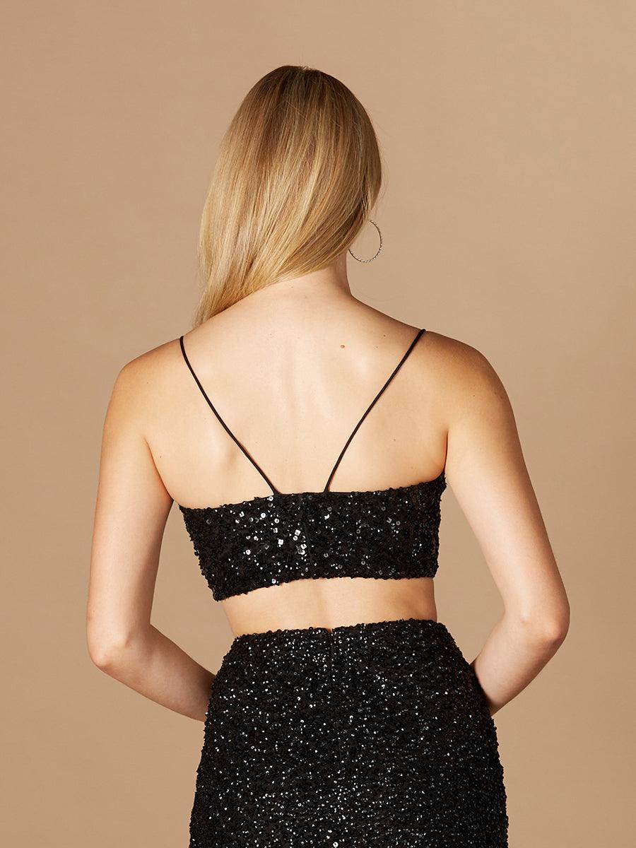 Prom Dresses Beaded Spaghetti Strap Top Black