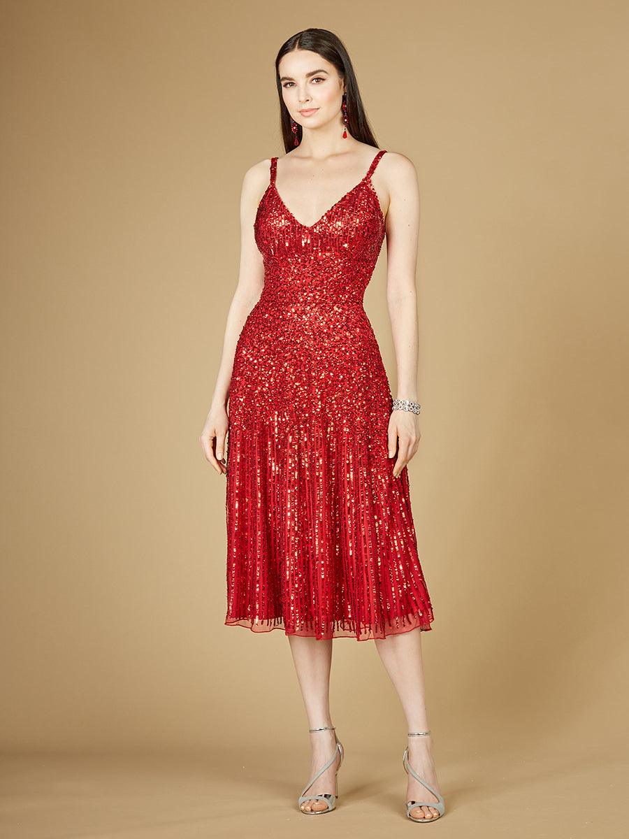 Prom Dresses Sequin Long Midi Dress Red