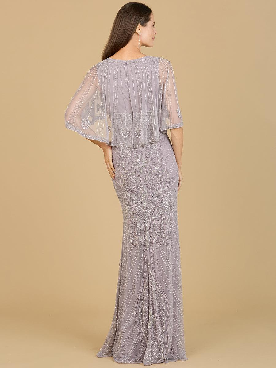 Formal Dresses Long Cape Sleeve Gormal Dress Lilac Smoke