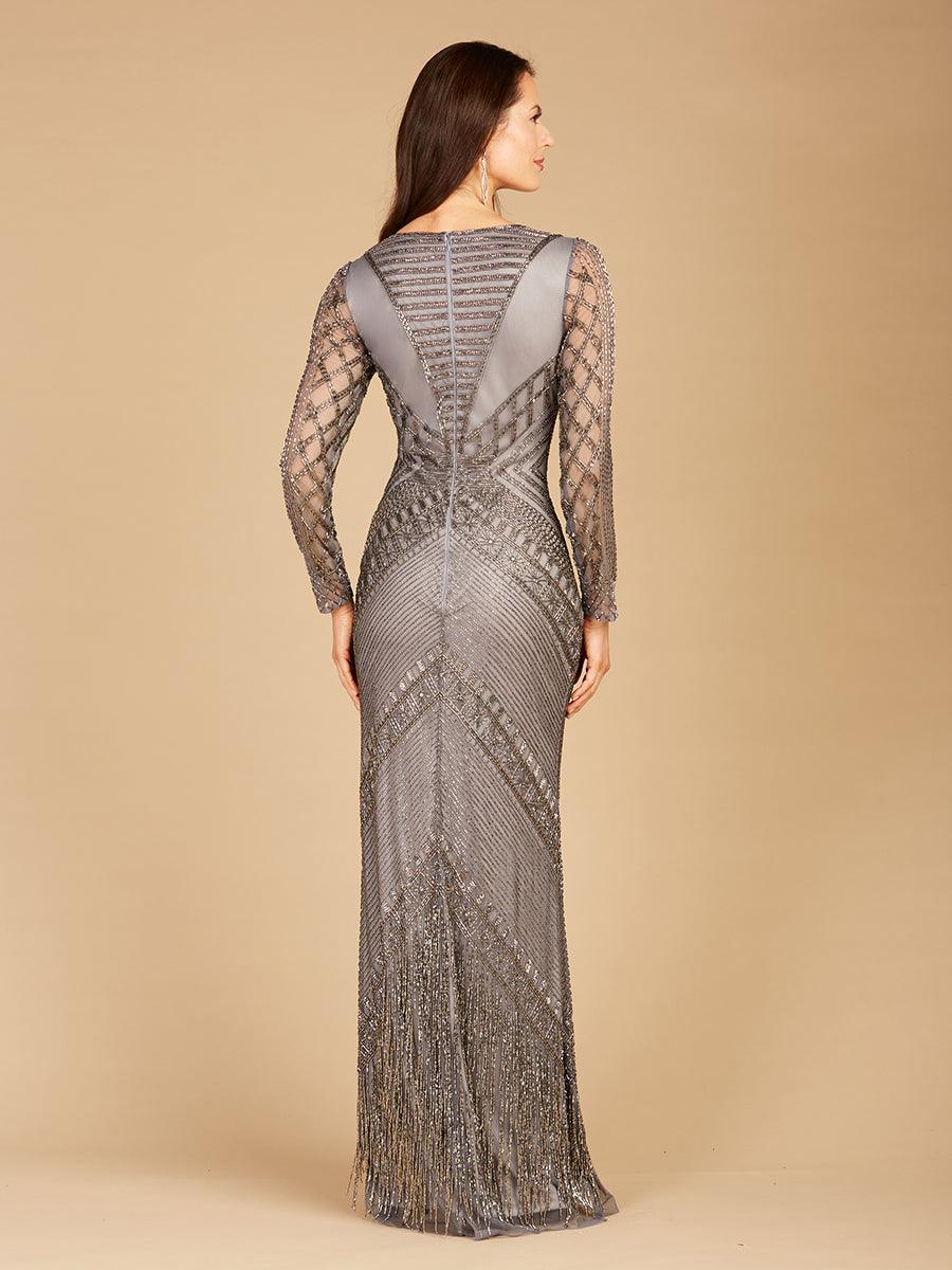 Formal Dresses Fringe Long Evening Dress Grey