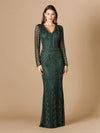 Formal Dresses Long Sleeve Beaded Evening Gown Green