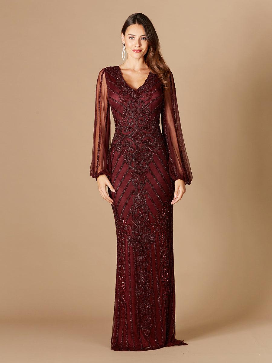 Formal Dresses Long Beaded Evening Gown Wine