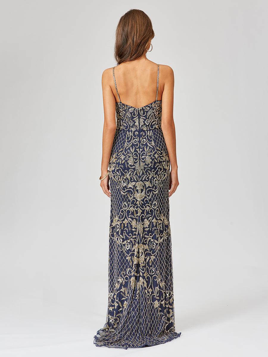 Prom Dresses Long Beaded Prom Dress Navy