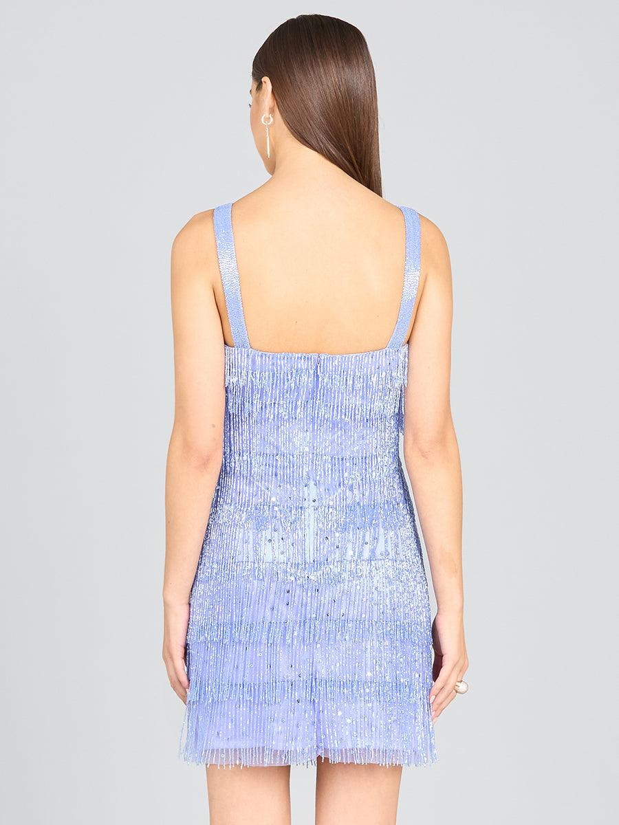 Cocktail Dresses Fringe Beaded Cocktail Dress Blue Iris