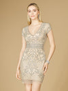 Cocktail Dresses Embellished Cap Sleeve Cocktail Dress Nude