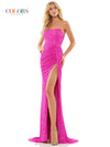 Prom Dresses Long Strapless Formal Fitted Prom Gown Magenta