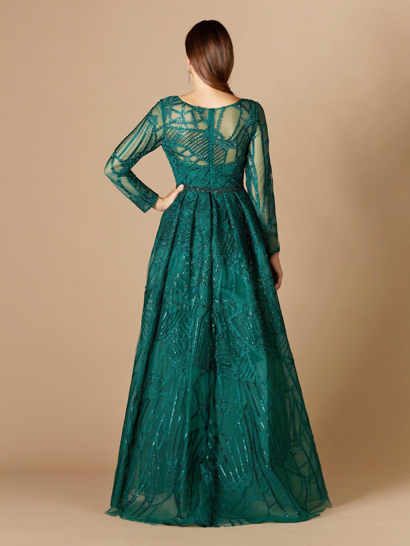 Formal Dresses Long Overskirt Evening Gown Green