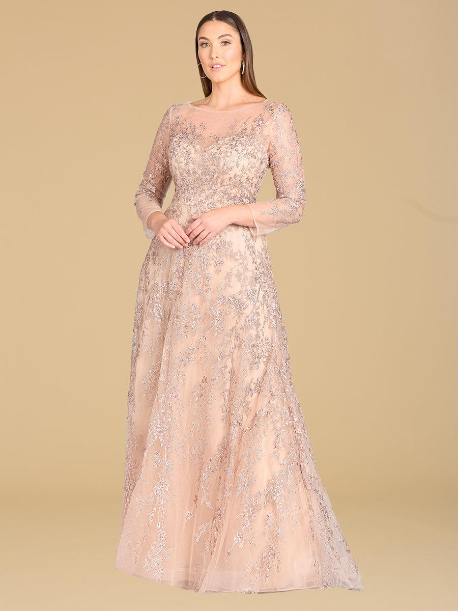 Formal Dresses Long Sleeve Evening Gown Blush