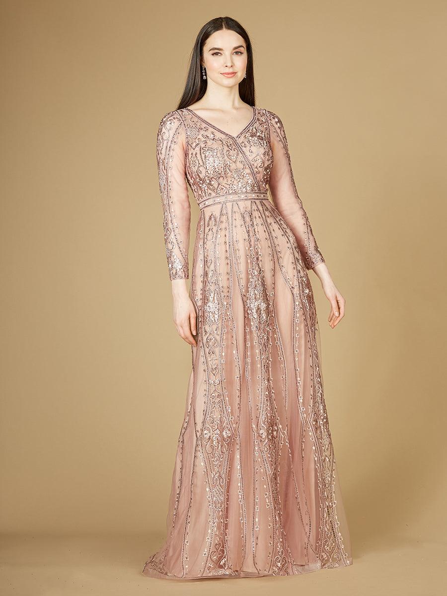 Formal Dresses Long Illusion Evening Gown Mauve