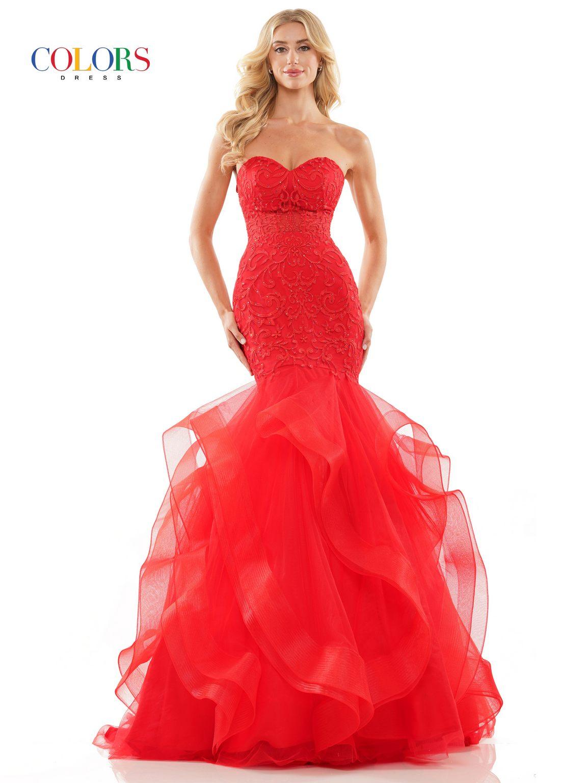 Prom Dresses Prom Long Strapless Mermaid Dress Red