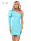 Cocktail Dresses Short One Shoulder Cocktail Dress Light Blue