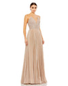 Formal Dresses Formal Shimmer Long Pleated Prom Dress Rose Gold