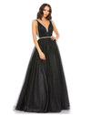 Prom Dresses Prom Long Sleeveless Tulle Ball Gown Black Silver