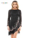 Cocktail Dresses Long Sleeve Floral Cocktail Dress Black