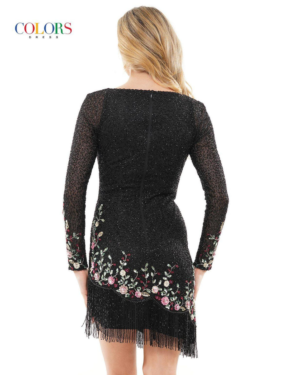 Cocktail Dresses Long Sleeve Floral Cocktail Dress Black