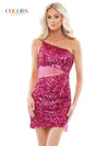 Cocktail Dresses Homecoming Short One Shoulder Cocktail Dress Magenta