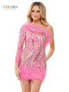 Cocktail Dresses Homecoming Short One Shoulder Cocktail Dress Hot Pink