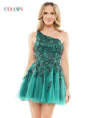 Cocktail Dresses Homecoming Short One Shoulder Cocktail Dress Deep Green