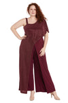 Jumpsuit Long Sequined Overlay Jumpsuit Merlot