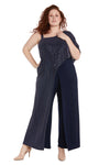 Jumpsuit Long Sequined Overlay Jumpsuit Navy