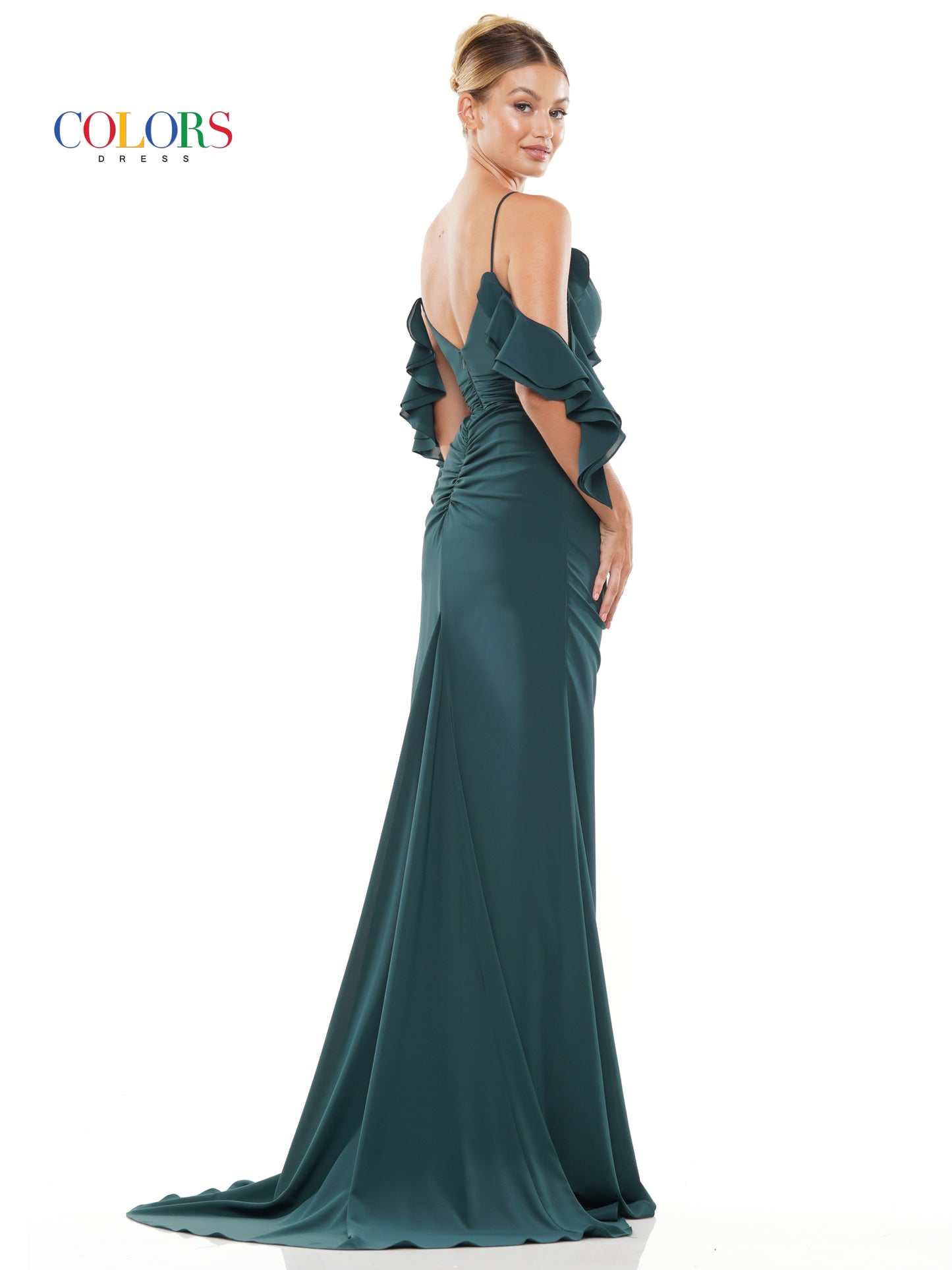 Prom Dresses Long Off Shoulder Fitted Chiffon Prom Dress Deep Green