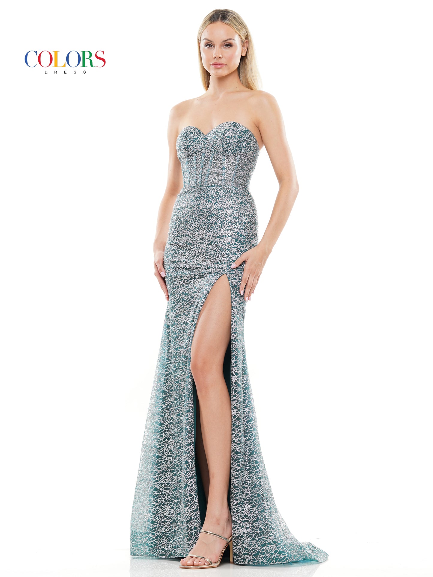 Prom Dresses Long Strapless Glitter Prom Dress Deep Green