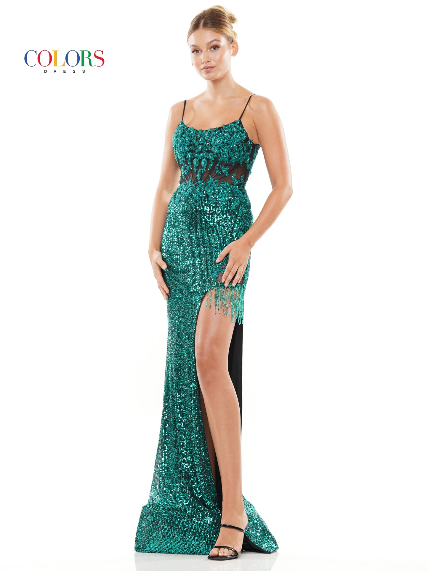 Prom Dresses Long Spaghetti Strap Fitted Prom Dress Deep Green