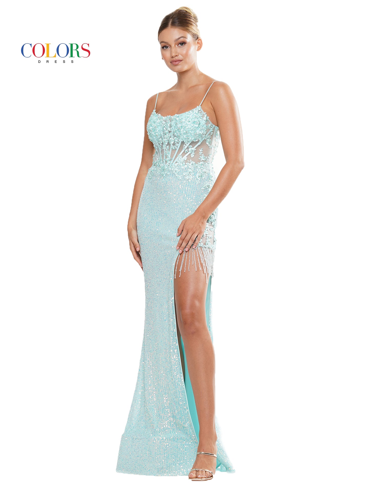 Prom Dresses Long Spaghetti Strap Fitted Prom Dress Mint