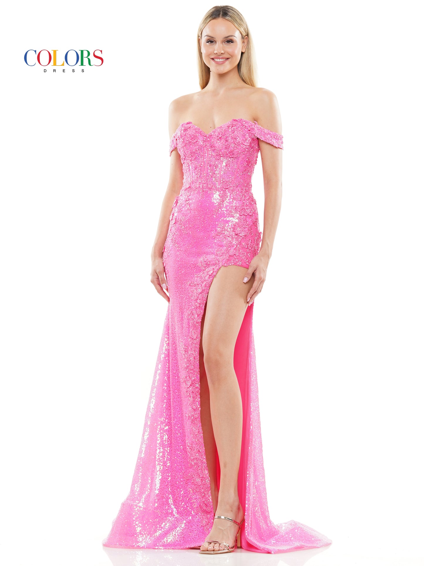 Prom Dresses Long Off shoulder Fitted Prom Formal Dress Hot Pink