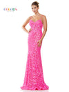 Prom Dresses Long Fitted Spaghetti Strap Sequin Prom Dress Hot Pink