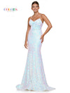 Prom Dresses Long Fitted Spaghetti Strap Sequin Prom Dress Off White