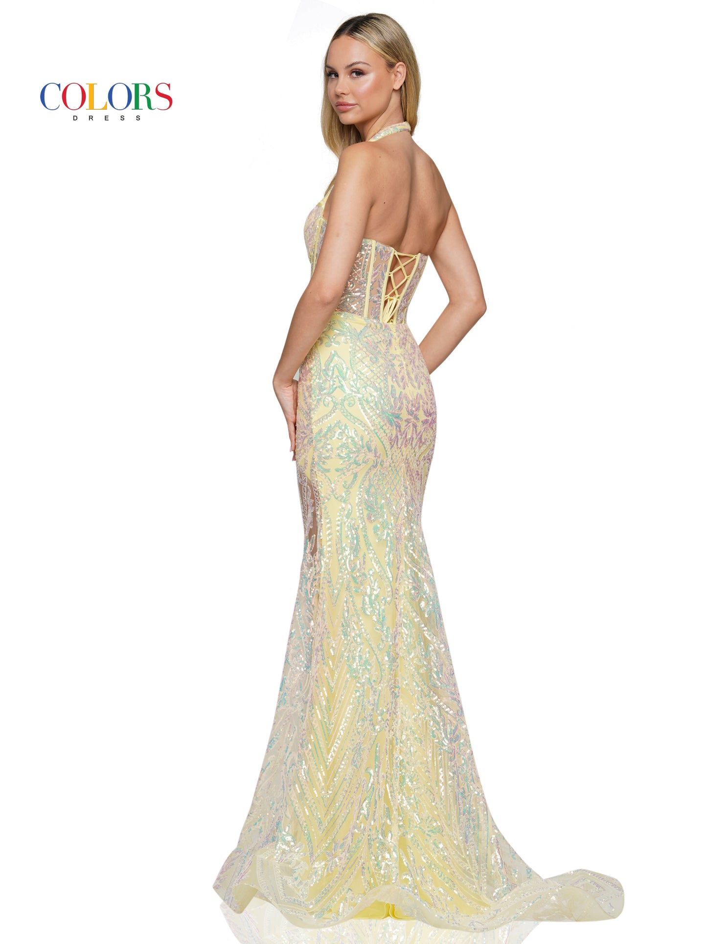 Prom Dresses Long Formal Halter Fitted Prom Dress Yellow