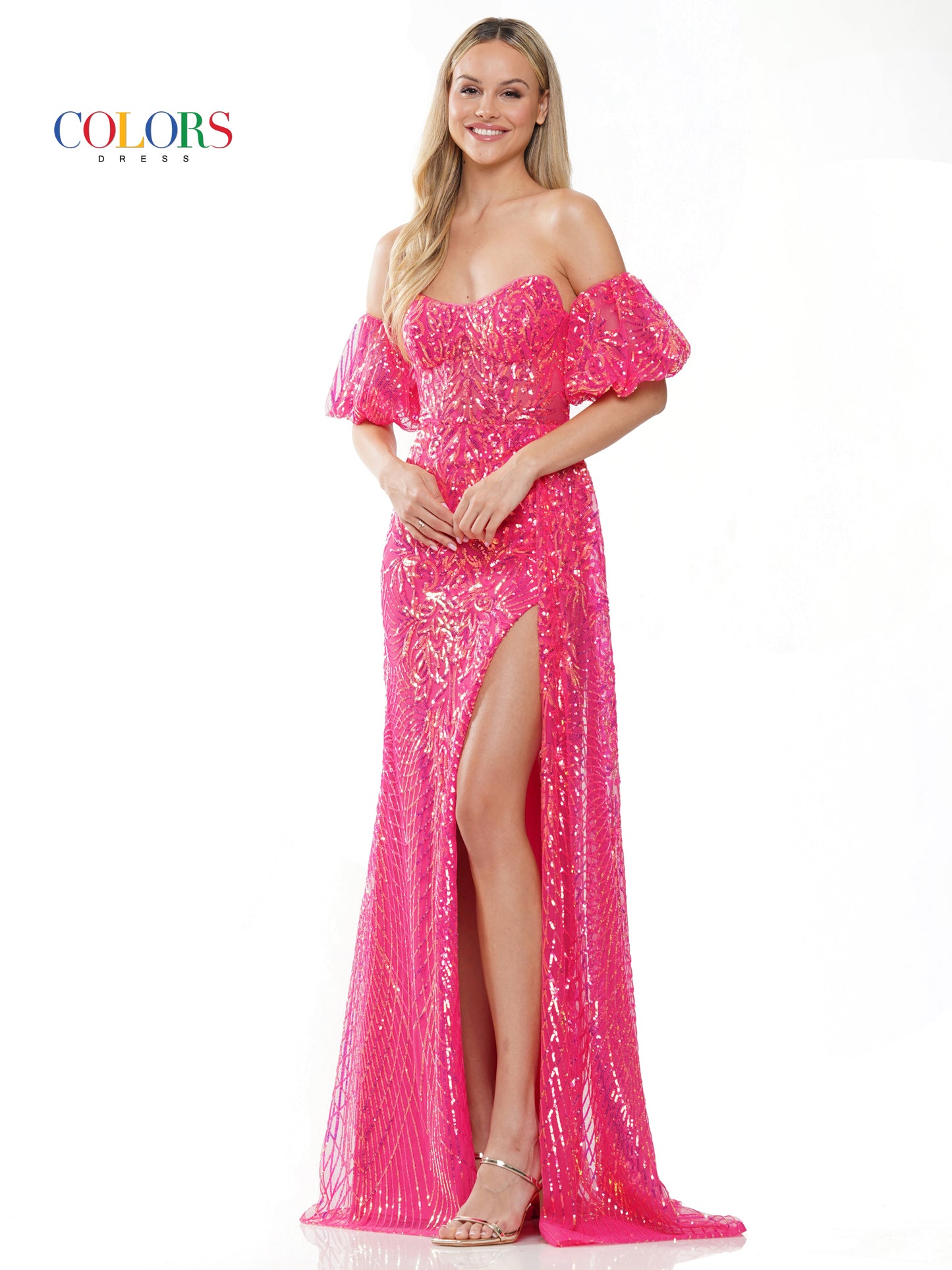 Prom Dresses Long Off Shoulder Formal Sequin Prom Dress Magenta