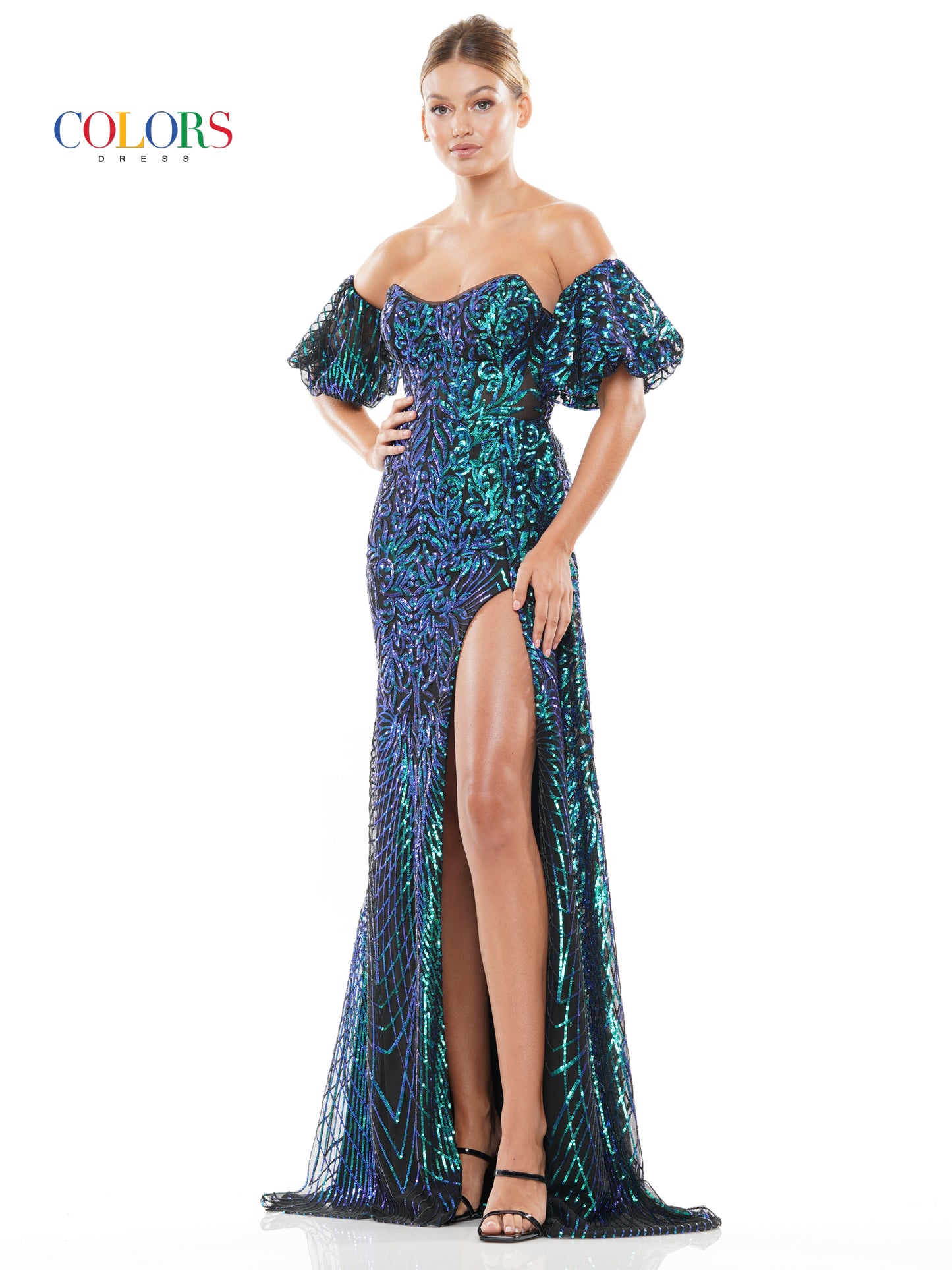 Prom Dresses Long Off Shoulder Formal Sequin Prom Dress Teal