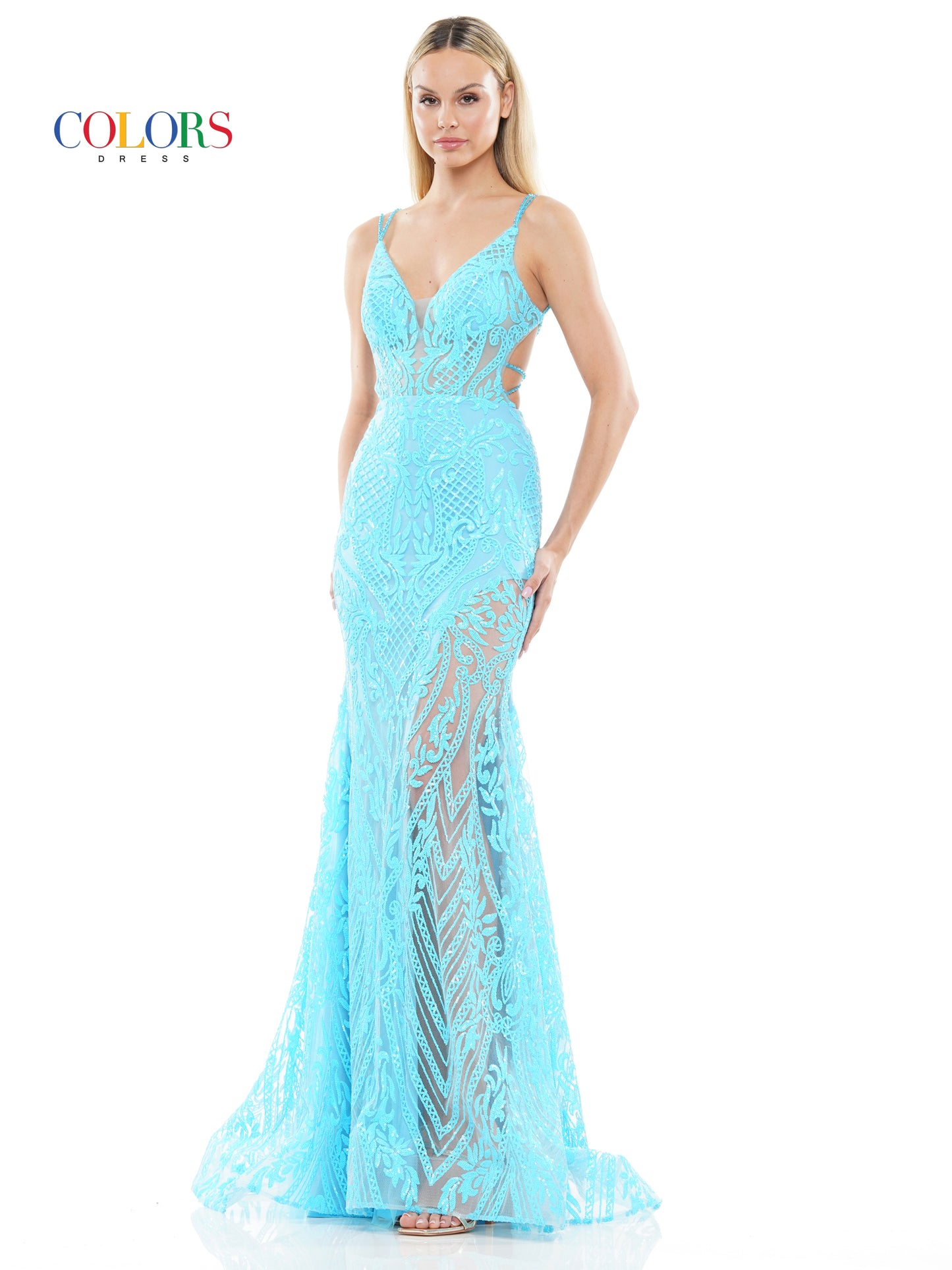 Prom Dresses Long Formal Fitted Sequin Prom Dress Blue