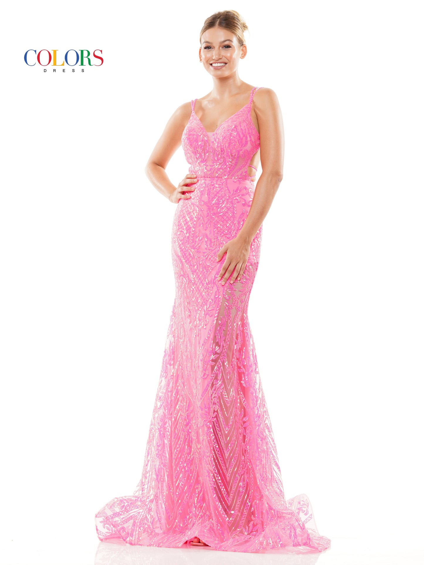 Prom Dresses Long Formal Fitted Sequin Prom Dress Hot Pink