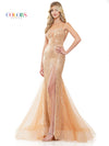 Prom Dresses Long Formal Slit Spaghetti Strap Prom Dress Gold