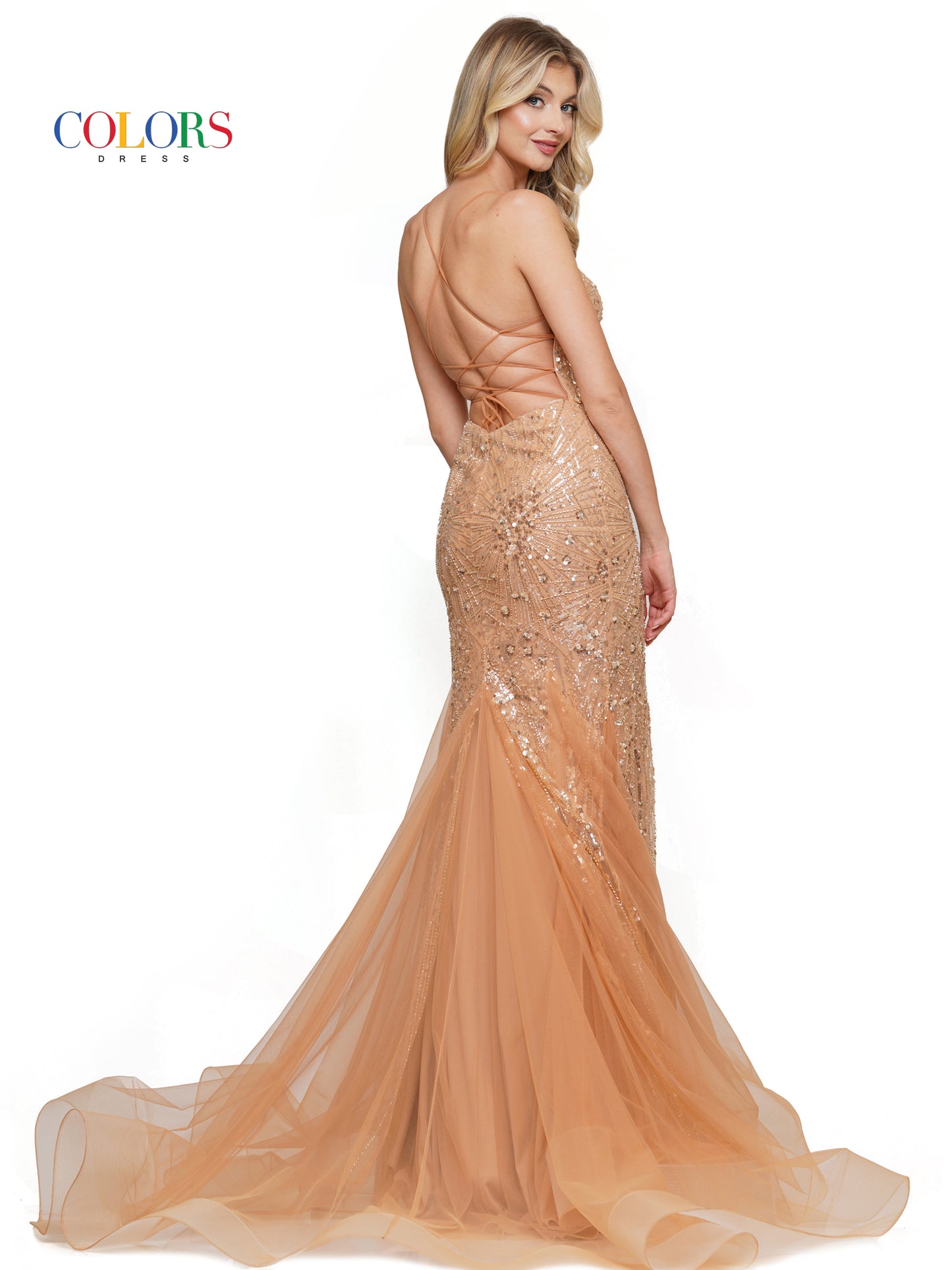 Prom Dresses Long Formal Slit Spaghetti Strap Prom Dress Gold