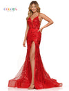 Prom Dresses Long Formal Slit Spaghetti Strap Prom Dress Red