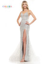 Prom Dresses Long Formal Slit Spaghetti Strap Prom Dress Silver