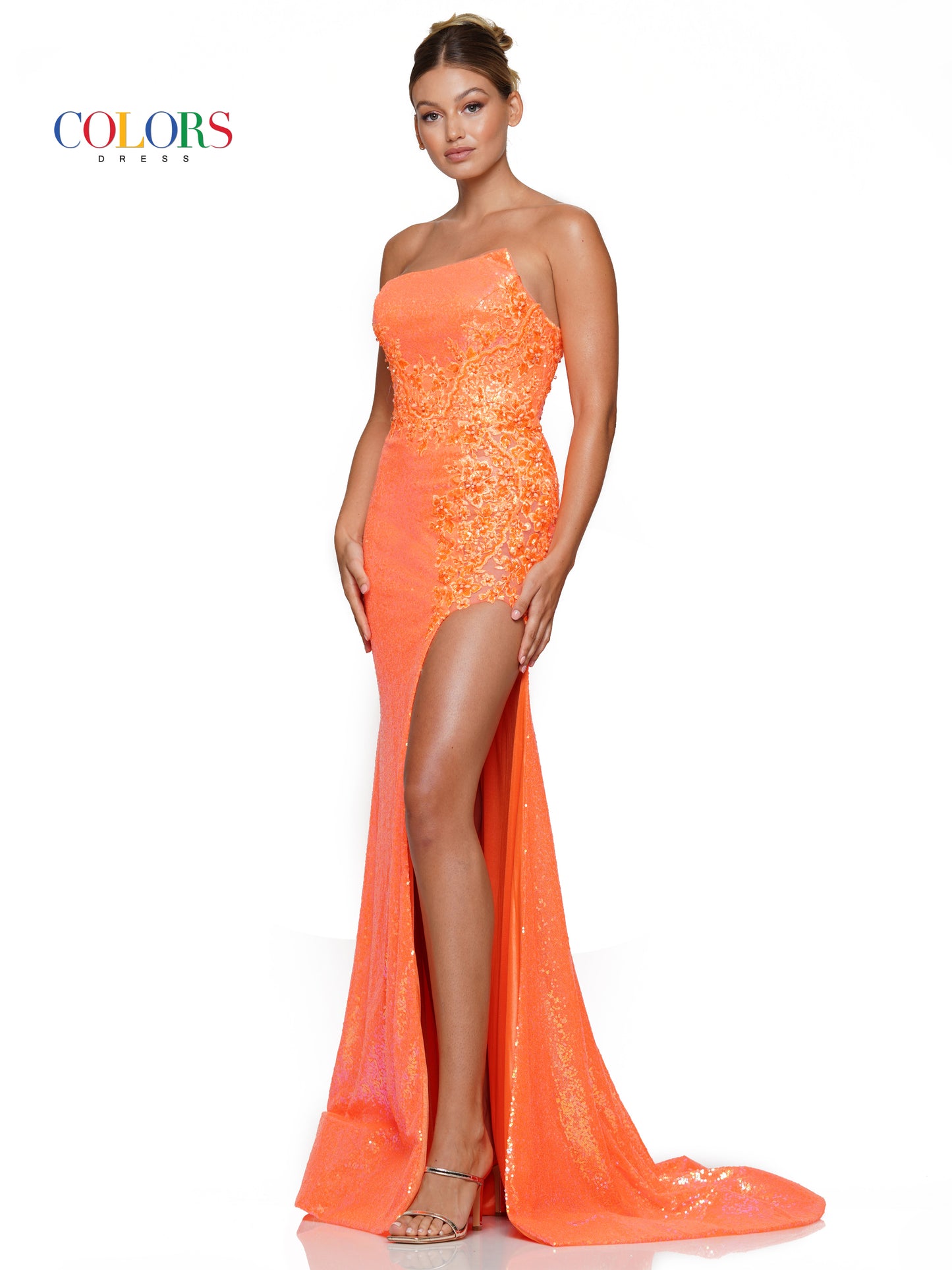 Prom Dresses Long Strapless Fitted Sequin Prom Dress Orange