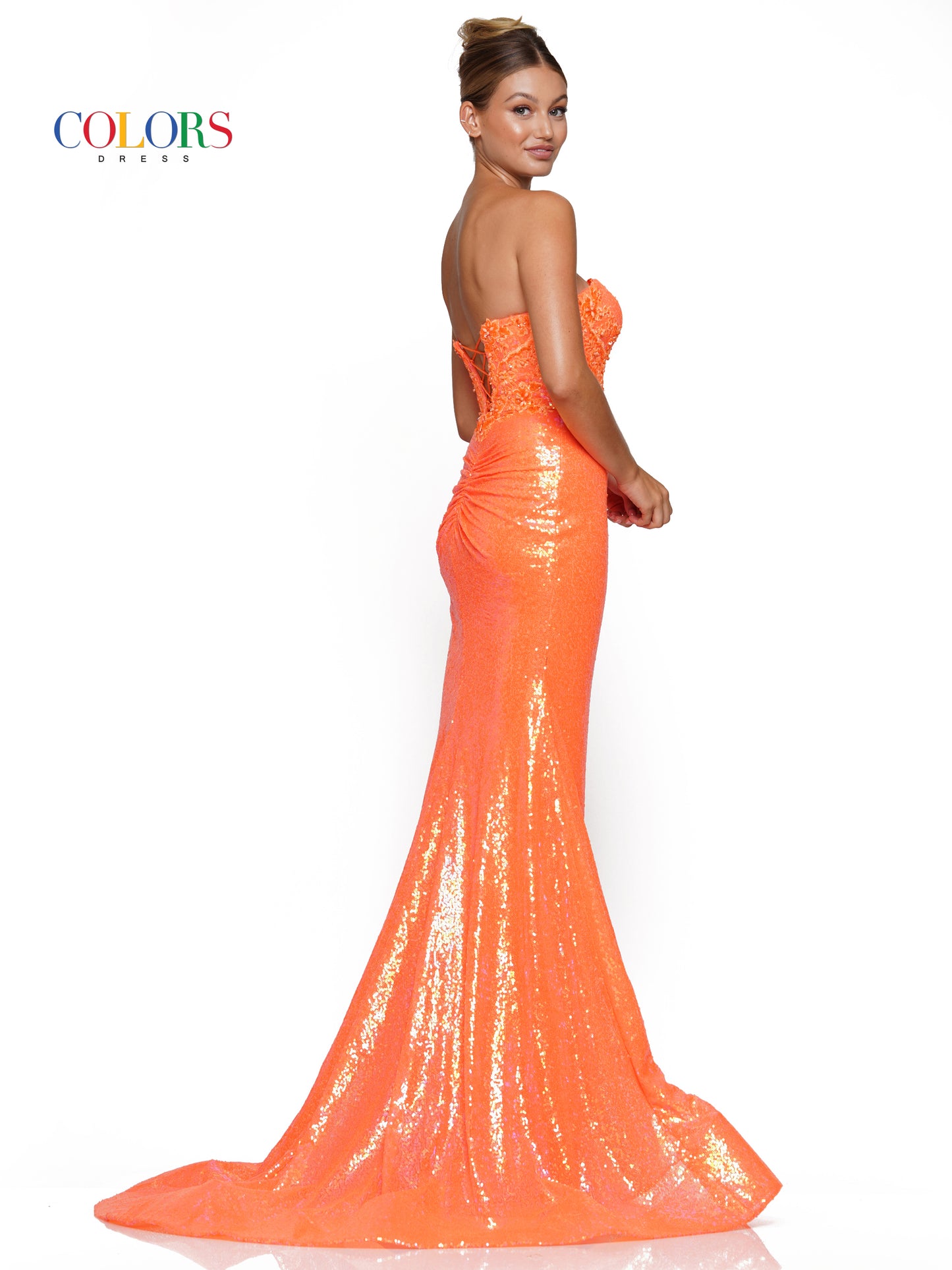 Prom Dresses Long Strapless Fitted Sequin Prom Dress Orange